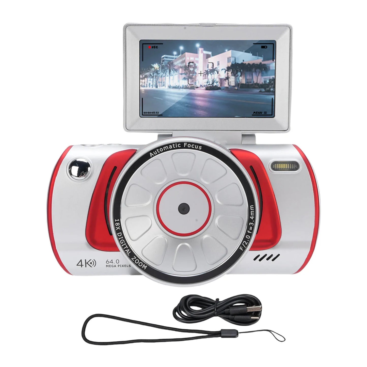 Vlog Camera WIFI Digital Camera 3 Inch  Screen 18X Zoom Retro Anti Shake Autofocus 64MP 4K for Selfie Home