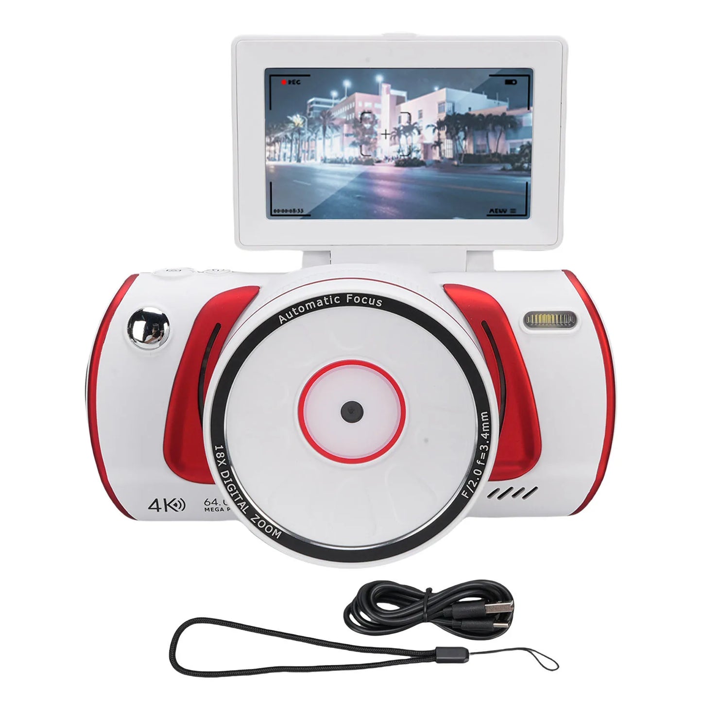 Vlog Camera WIFI Digital Camera 3 Inch  Screen 18X Zoom Retro Anti Shake Autofocus 64MP 4K for Selfie Home