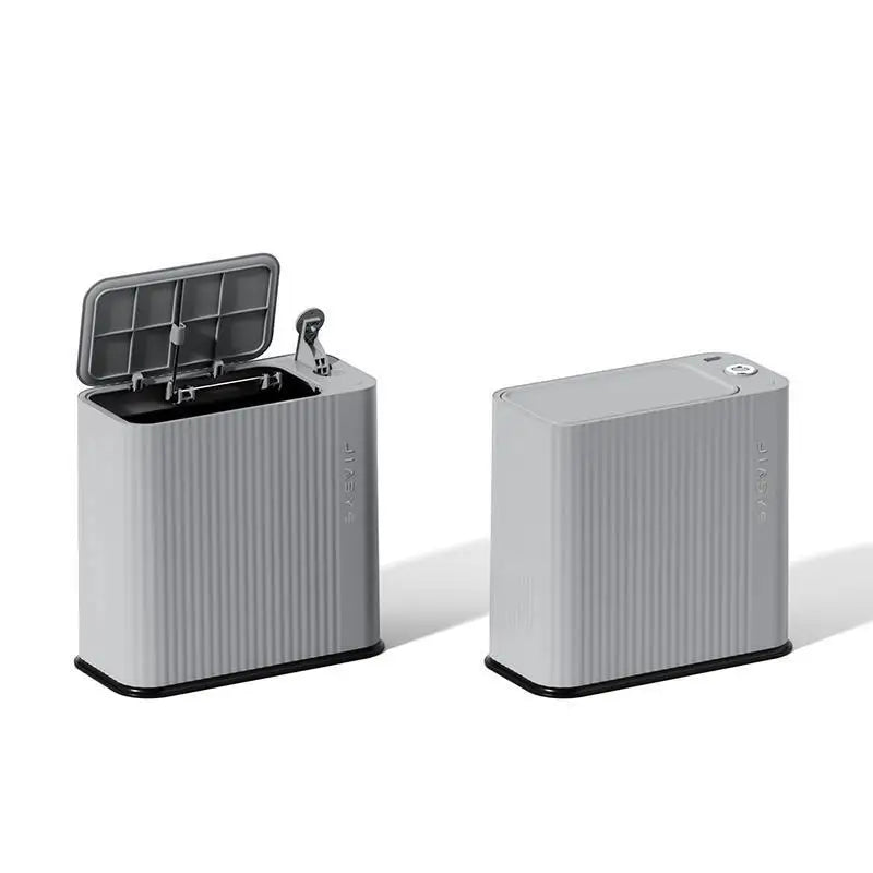Narrow Trash Can with Lid, Touch Press Kitchen Bathroom Bin - Slim Space Saving Waste Basket, Large Capacity Waterproof Design