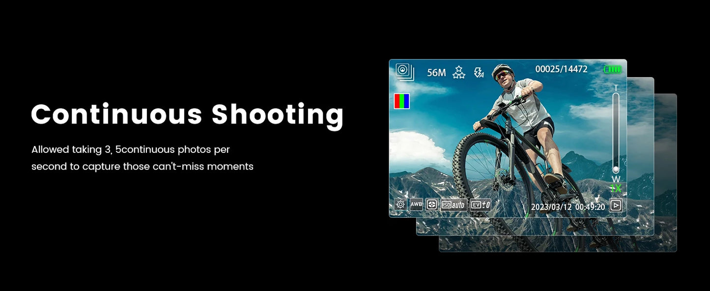 Compact Digital Photography Camera 4K WIFI Webcam Retro Vlog Recorder YouTube 64MP Camcorder 3 Inch Flip Screen Wide Angle Lens