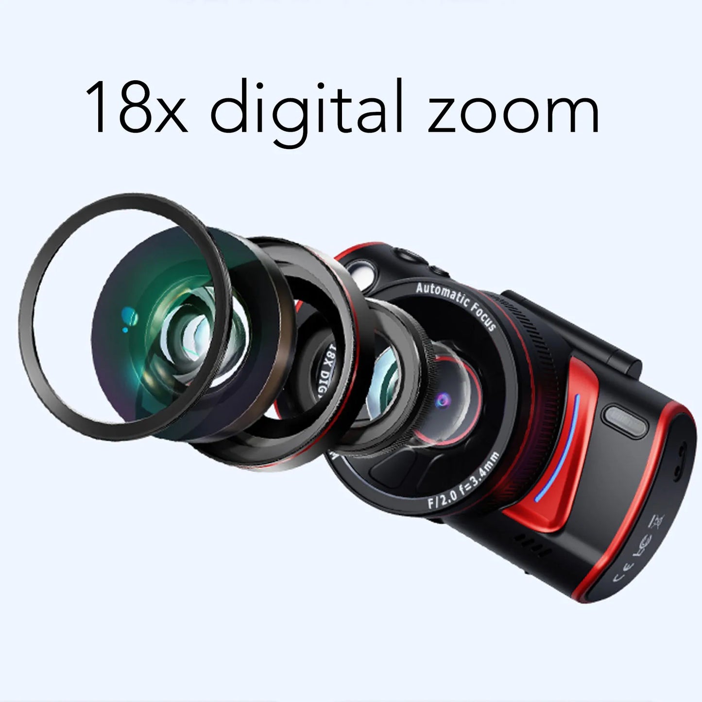 Vlog Camera WIFI Digital Camera 3 Inch  Screen 18X Zoom Retro Anti Shake Autofocus 64MP 4K for Selfie Home