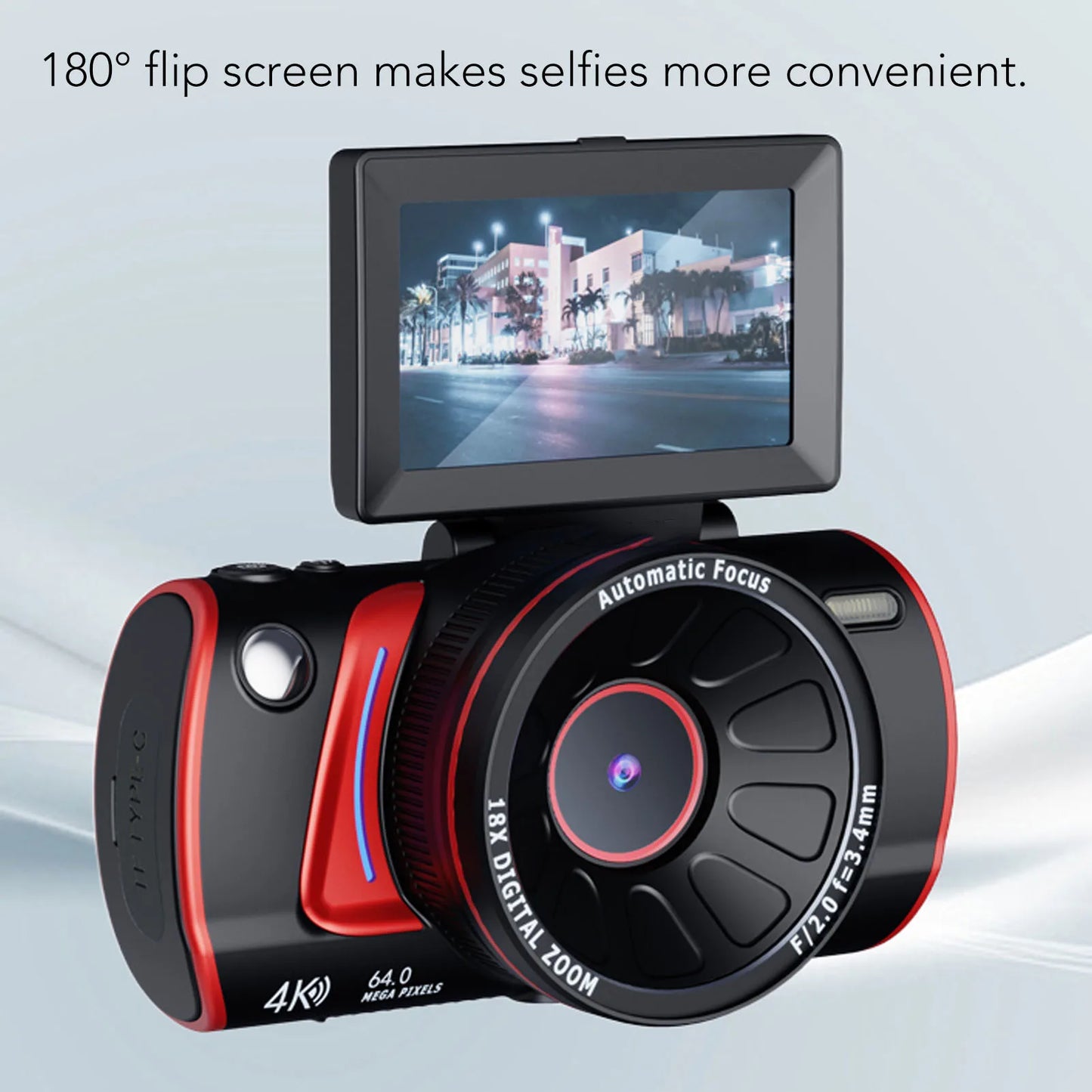 Vlog Camera WIFI Digital Camera 3 Inch  Screen 18X Zoom Retro Anti Shake Autofocus 64MP 4K for Selfie Home