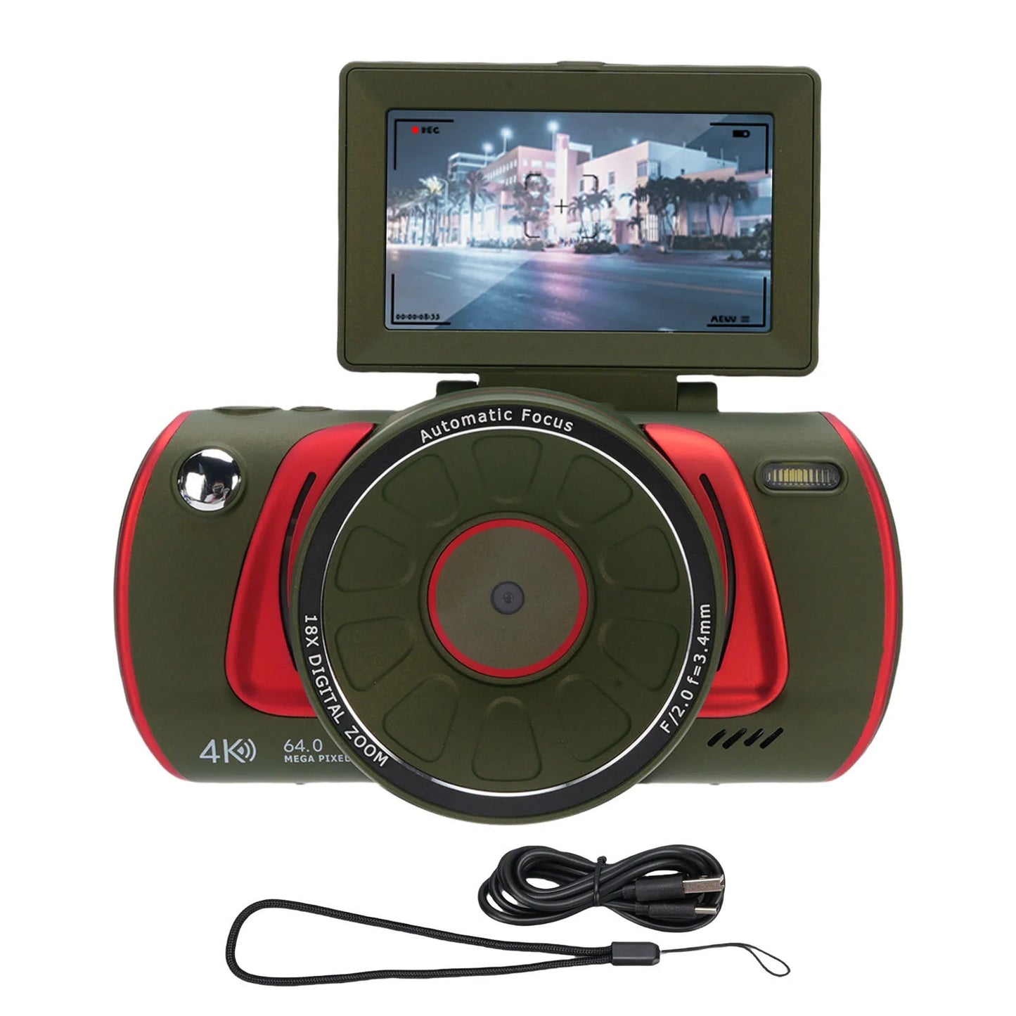 Vlog Camera WIFI Digital Camera 3 Inch  Screen 18X Zoom Retro Anti Shake Autofocus 64MP 4K for Selfie Home