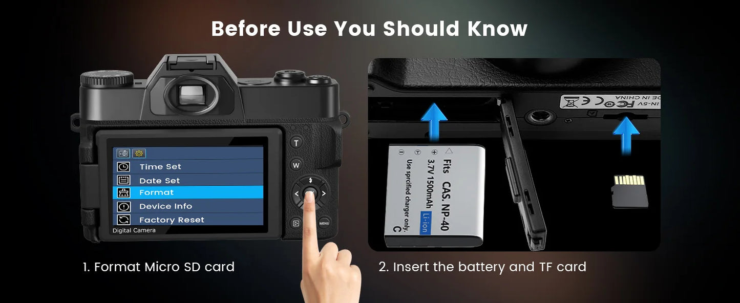 Compact Digital Photography Camera 4K WIFI Webcam Retro Vlog Recorder YouTube 64MP Camcorder 3 Inch Flip Screen Wide Angle Lens